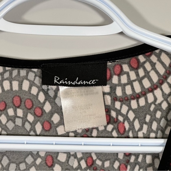 45. Raindance Cream Black Red Grey Print 3/4 Sleeve Size Large - Picture 7 of 13